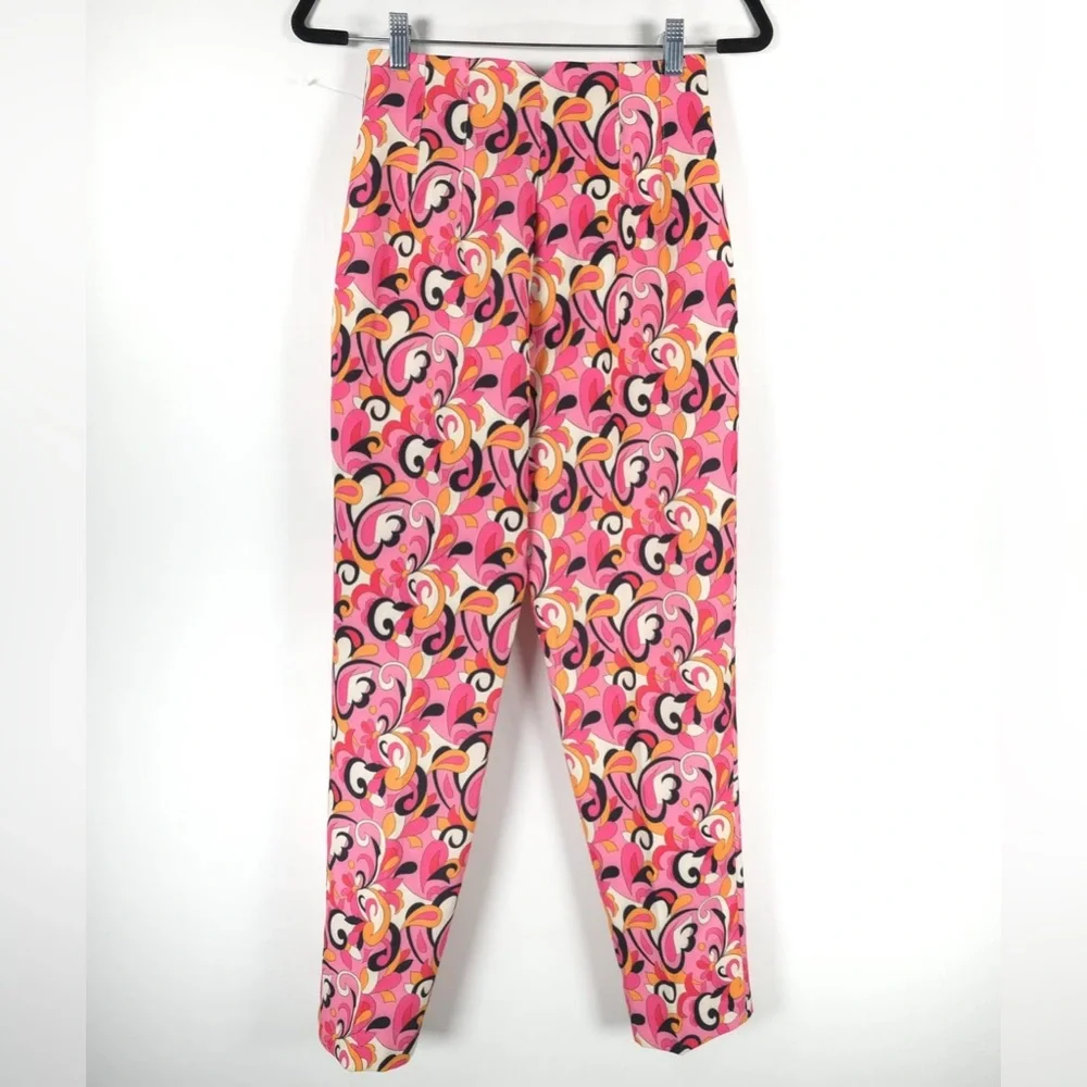 NWT ZARA Paisley Floral Straight‎ Leg High Waist Pants 1478/935 Size XS